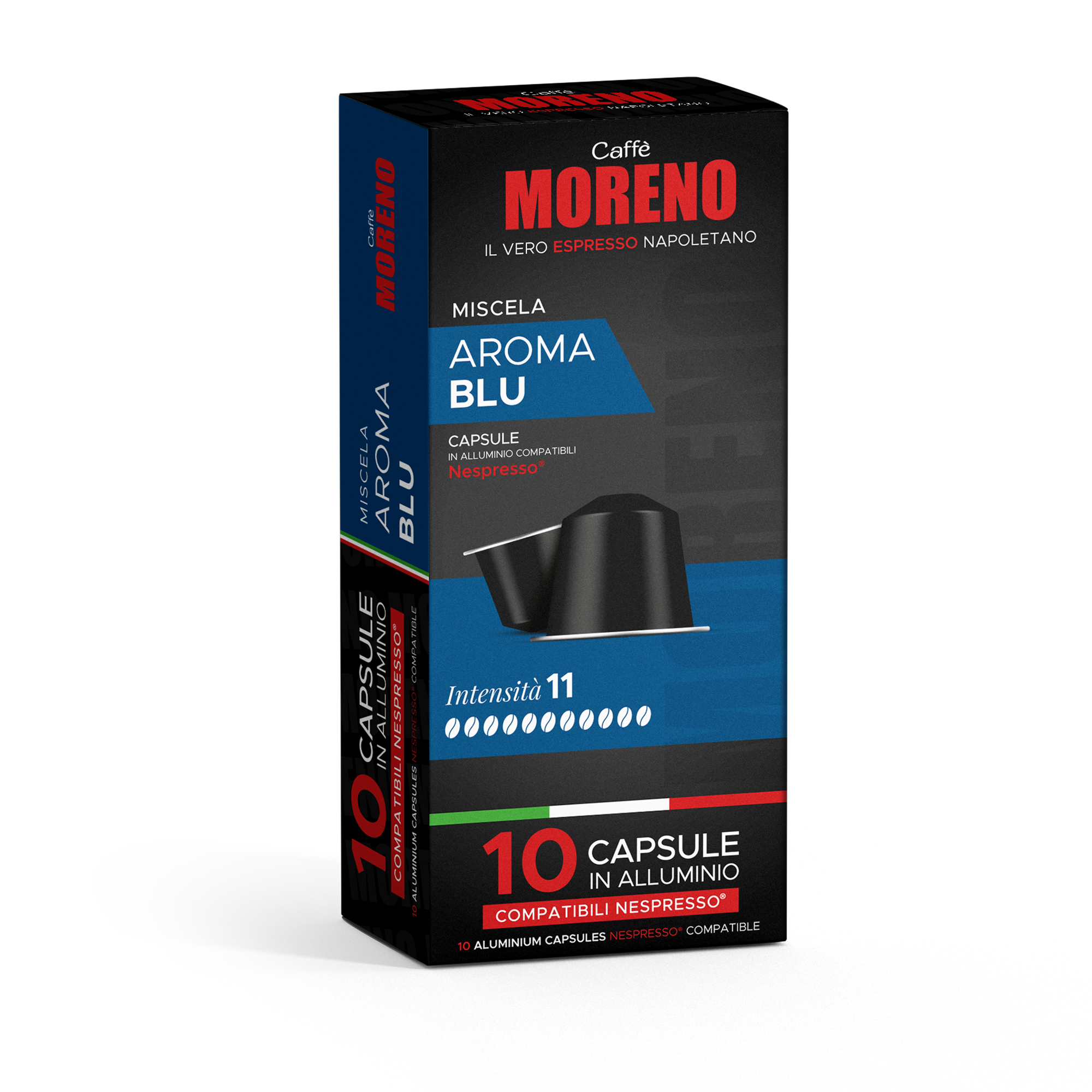 Moreno Aroma Blu Nespresso® kompatibel – 10er Pack in Aluminium