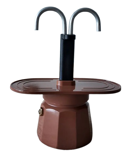 Braune Doppelrohr-Aluminium-Mokkakanne – 2 Tassen